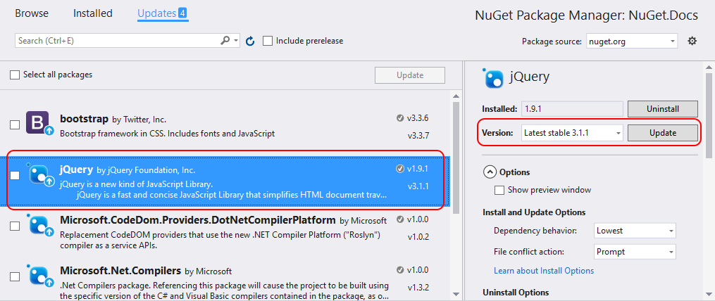 access the integrated nuget support visual studio for mac